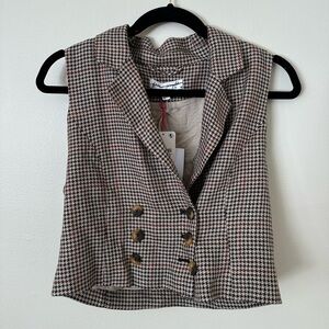 NWT Free People Brown Sleveless Blazer with Buttons Size 4